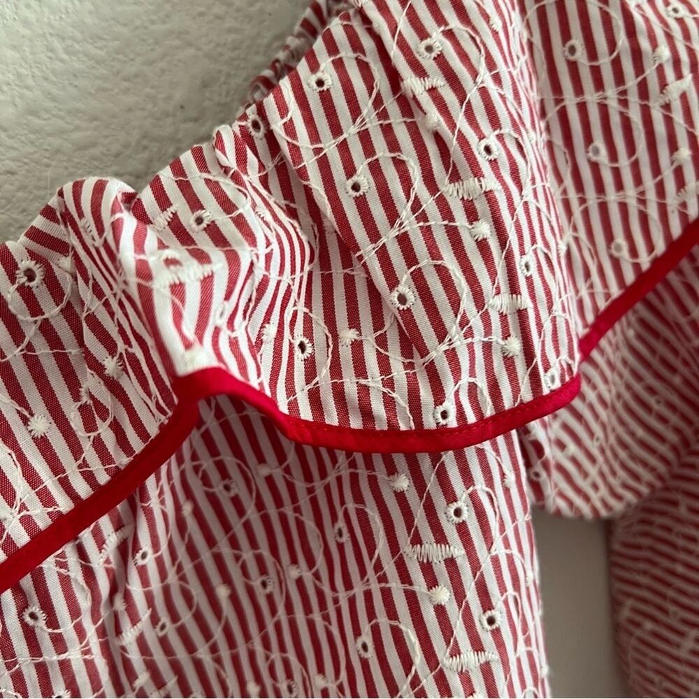 Zara Basic Collection Striped Red White Floral Em… - image 5